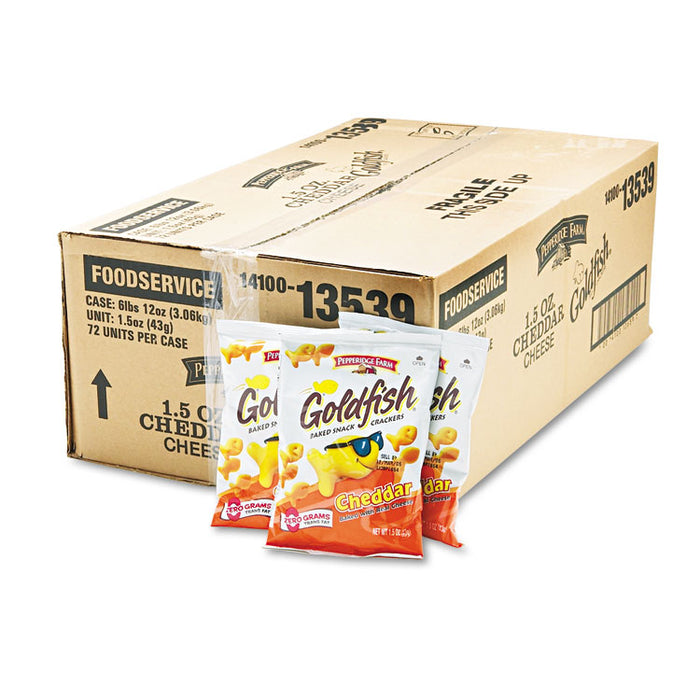 Goldfish Crackers, Cheddar, Single-Serve Snack, 1.5oz Bag, 72/Carton
