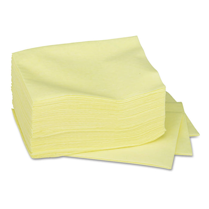 Dusting Cloths Quarterfold, 17 x 24, Yellow, 50/Pack, 4 Packs/Carton