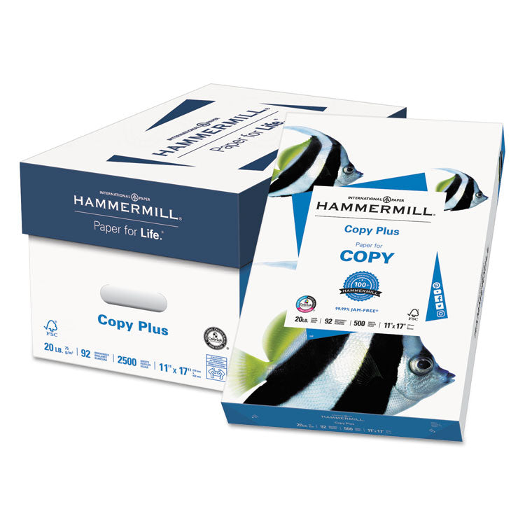 Copy Plus Print Paper, 92 Bright, 20 lb Bond Weight, 8.5 x 11, White, 500  Sheets/Ream, 10 Reams/Carton