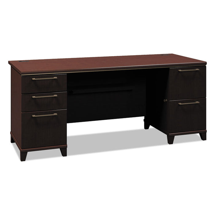 Enterprise Collection Double Pedestal Desk, 70.13" x 28.63" x 29.75", Mocha Cherry, (Box 1 of 2)