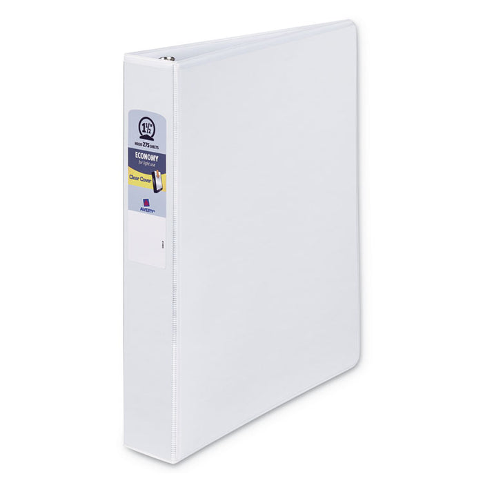Economy View Binder with Round Rings , 3 Rings, 1.5" Capacity, 11 x 8.5, White