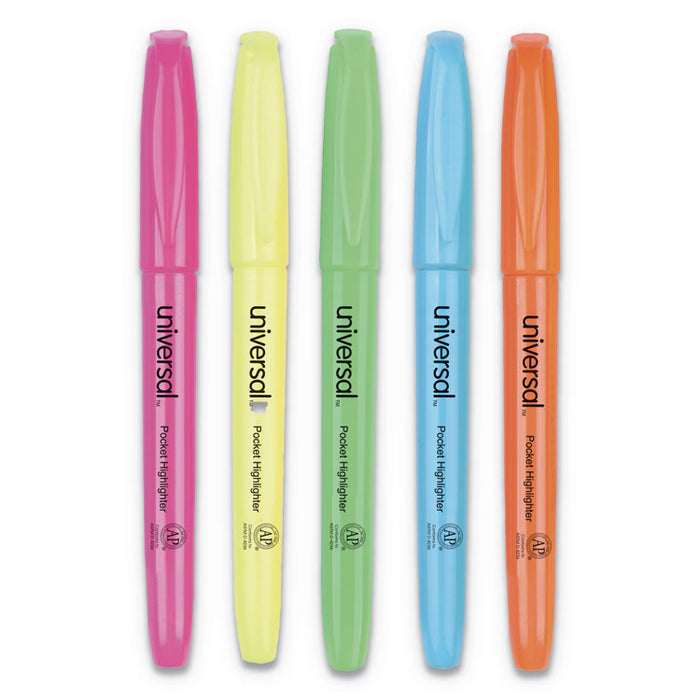 Pocket Highlighters, Chisel Tip, Assorted Colors, Dozen