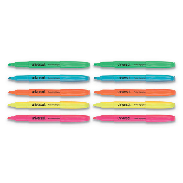 Pocket Highlighters, Chisel Tip, Assorted Colors, Dozen