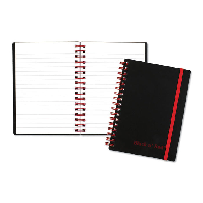 Twin Wire Poly Cover Notebook, Wide/Legal Rule, Black Cover, 5.88 x 4.13, 70 Sheets