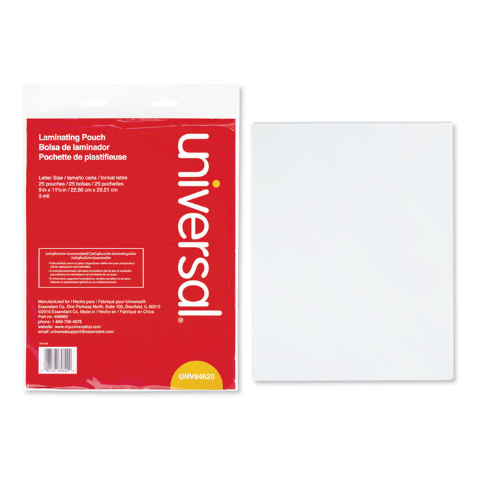 Laminating Pouches, 3 mil, 9" x 11.5", Matte Clear, 25/Pack