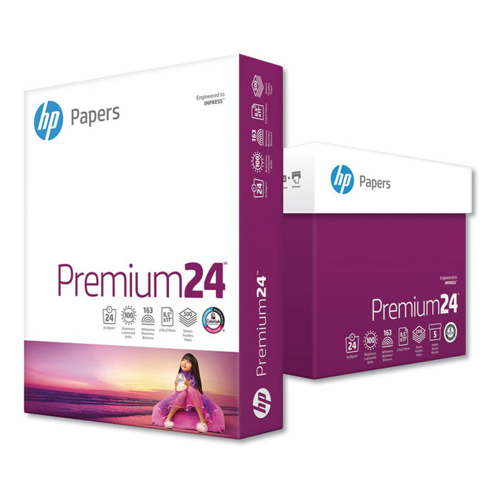 Premium24 Paper, 98 Bright, 24 lb Bond Weight, 8.5 x 11, Ultra White, 500 Sheets/Ream, 5 Reams/Carton