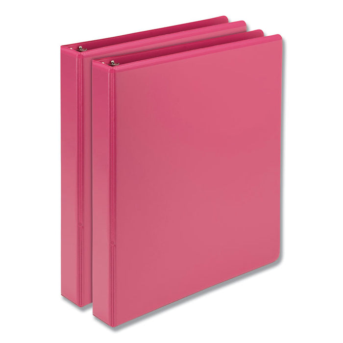 Earthâs Choice Biobased Durable Fashion View Binder, 3 Rings, 1" Capacity, 11 x 8.5, Berry, 2/Pack