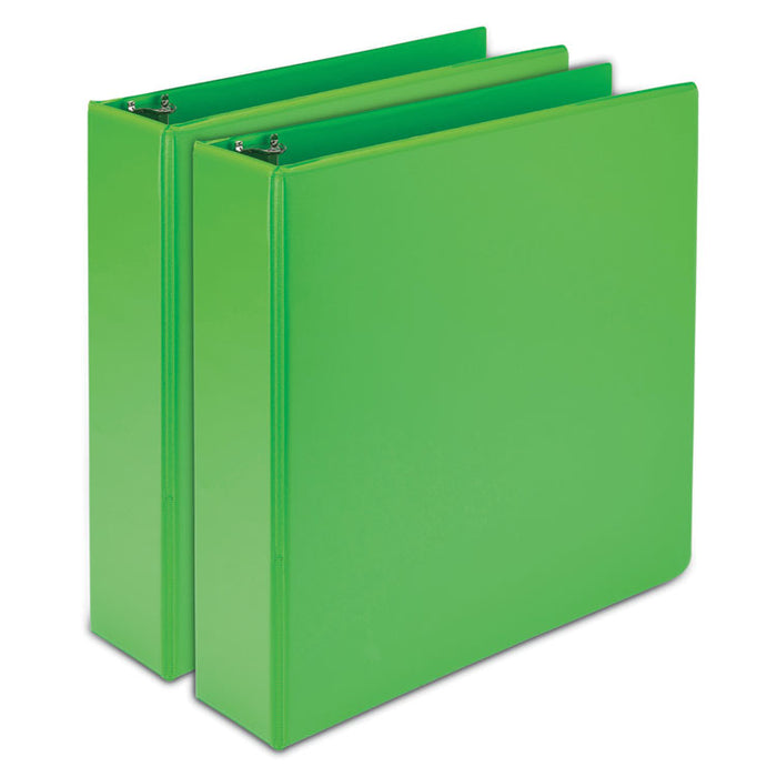 Earthâs Choice Biobased Durable Fashion View Binder, 3 Rings, 2" Capacity, 11 x 8.5, Lime, 2/Pack