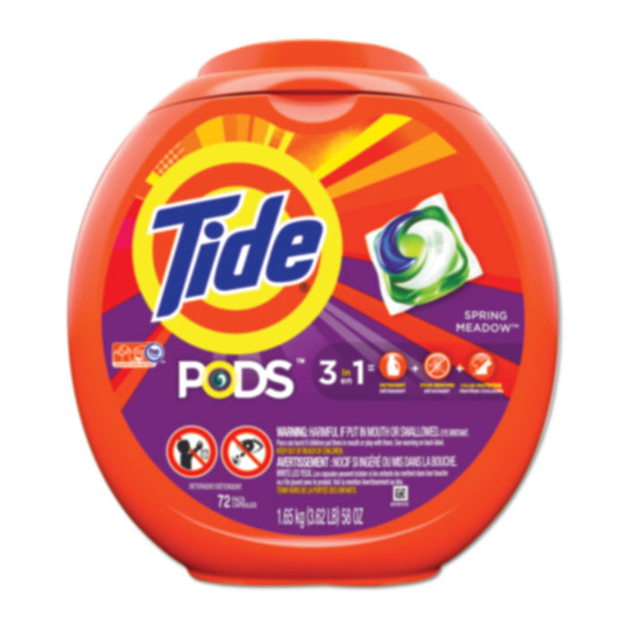 Detergent Pods, Spring Meadow Scent, 72 Pods/Pack, 4 Packs/Carton