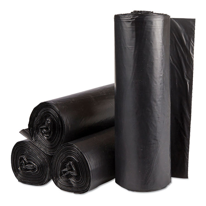 High-Density Commercial Can Liners, 30 gal, 16 microns, 30" x 37", Black, 500/Carton