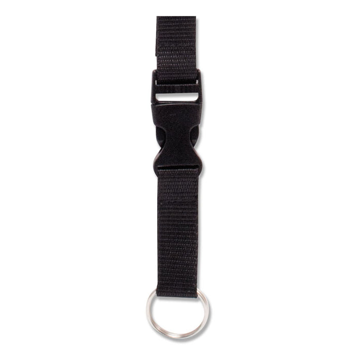 Deluxe Lanyards, Ring Style, 26"-48"" Long, Black, 12/Pack