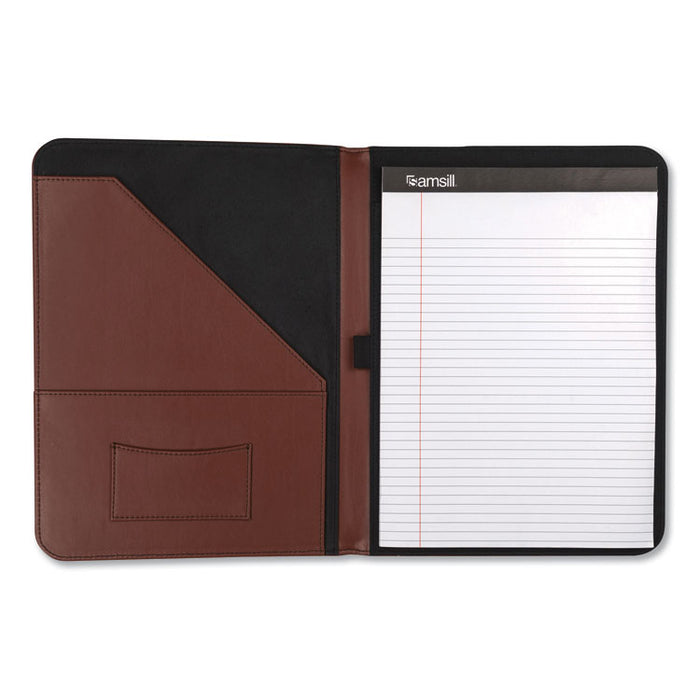 Contrast Stitch Leather Padfolio, 8 1/2 x 11, Leather, Tan