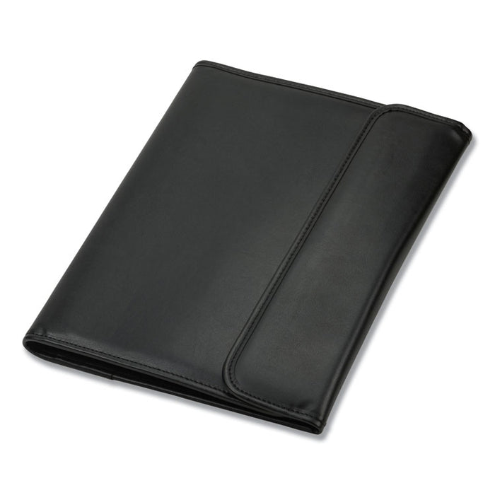 Professional Tri-Fold Padfolio w/Calculator, Writing Pad, Vinyl, Black