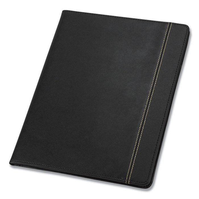 Slimline Padfolio, Leather-Look/Faux Reptile Trim, Writing Pad, Black