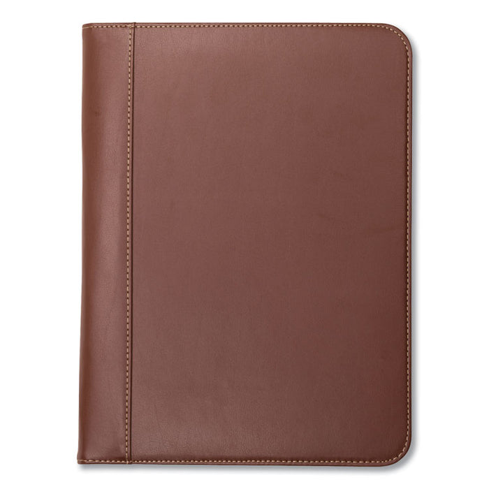 Contrast Stitch Leather Padfolio, 8 1/2 x 11, Leather, Tan