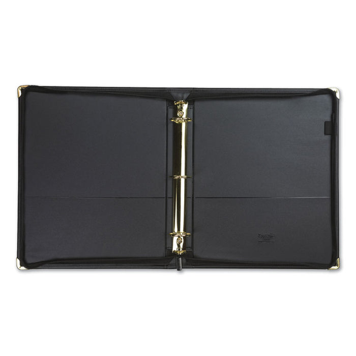 Classic Collection Zipper Ring Binder, 3 Rings, 1.5" Capacity, 11 x 8.5, Black