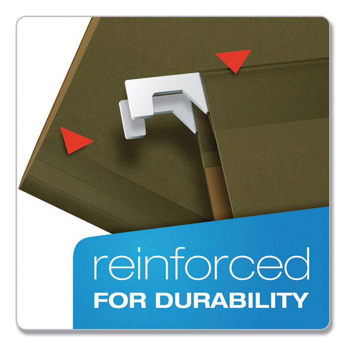 Ready-Tab Reinforced Hanging File Folders, Legal Size, 1/6-Cut Tab, Standard Green, 25/Box