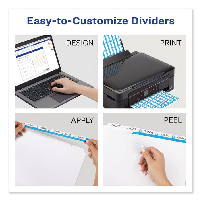 Print and Apply Index Maker Clear Label Dividers, 5 Color Tabs, Letter, 5 Sets