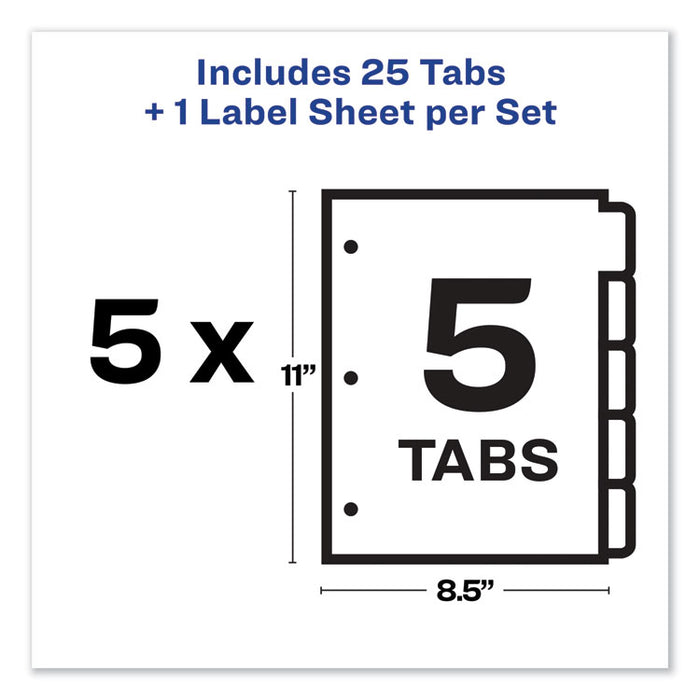 Print and Apply Index Maker Clear Label Dividers, 5 Color Tabs, Letter, 5 Sets