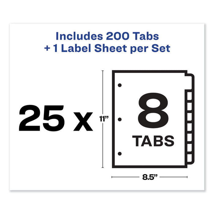 Print and Apply Index Maker Clear Label Dividers, 8 Color Tabs, Letter, 25 Sets