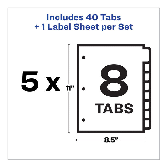 Print and Apply Index Maker Clear Label Dividers, 8 White Tabs, Letter, 5 Sets