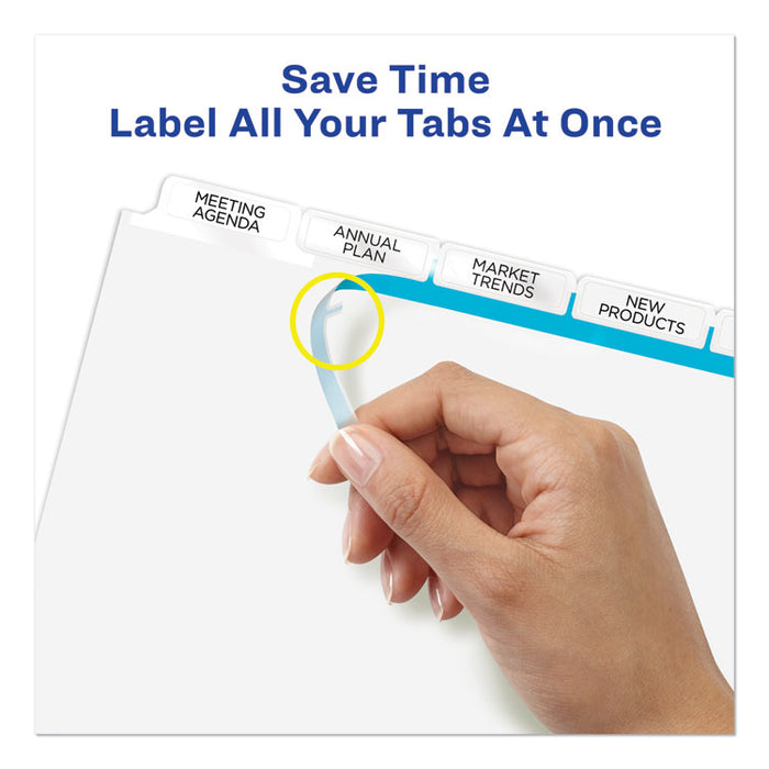 Print and Apply Index Maker Clear Label Dividers, 5 White Tabs, Letter