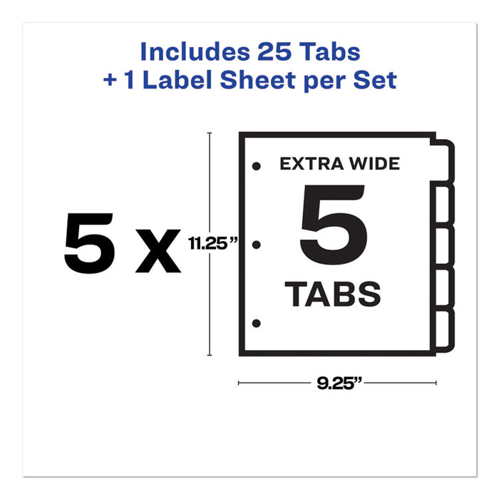 Print and Apply Index Maker Clear Label Dividers, 5 White Tabs, Letter, 5 Sets