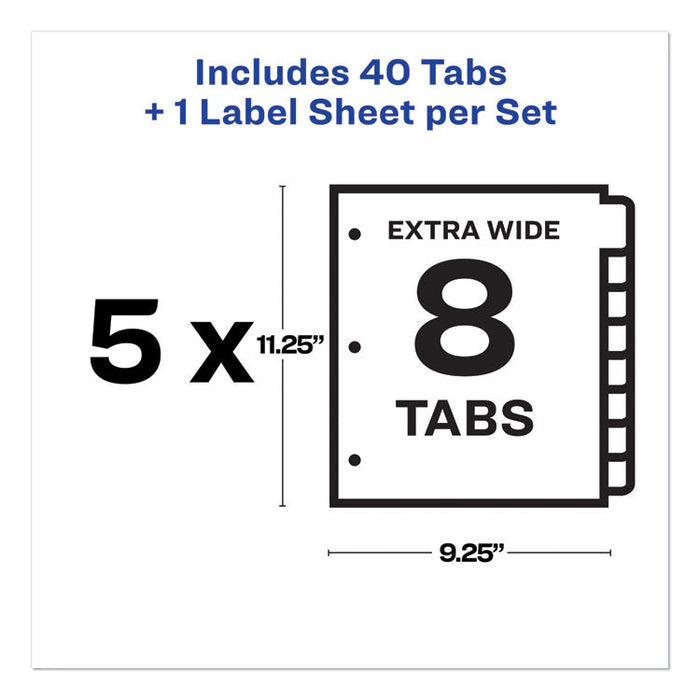 Print and Apply Index Maker Clear Label Dividers, 8 White Tabs, Letter, 5 Sets