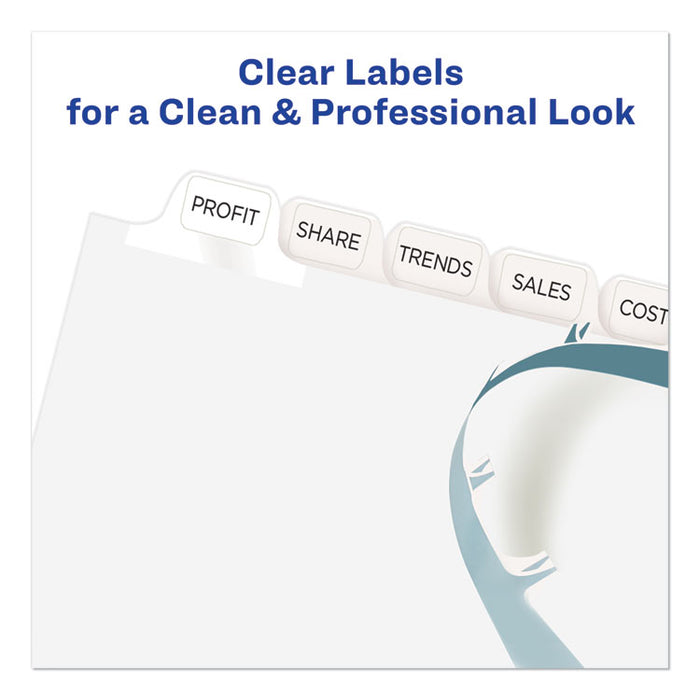 Print and Apply Index Maker Clear Label Dividers, 12 White Tabs, Letter