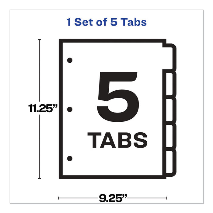 Print/Apply 1-Pocket Index Maker Clear Label Plastic Dividers with Printable Label Strip, 5-Tab, 11 x 8.5, Translucent, 1 Set