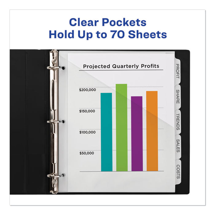 Print/Apply 1-Pocket Index Maker Clear Label Plastic Dividers with Printable Label Strip, 5-Tab, 11 x 8.5, Translucent, 1 Set