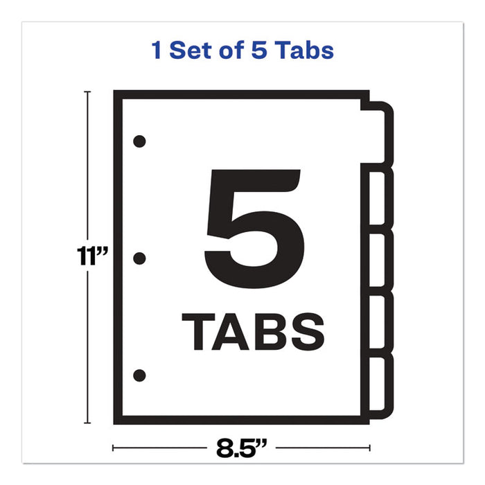 Print and Apply Index Maker Clear Label Dividers, 5 White Tabs, Letter