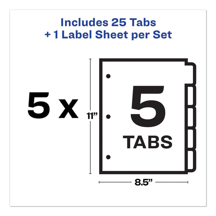 Print and Apply Index Maker Clear Label Plastic Dividers with Printable Label Strip, 5-Tab, 11 x 8.5, Translucent, 5 Sets