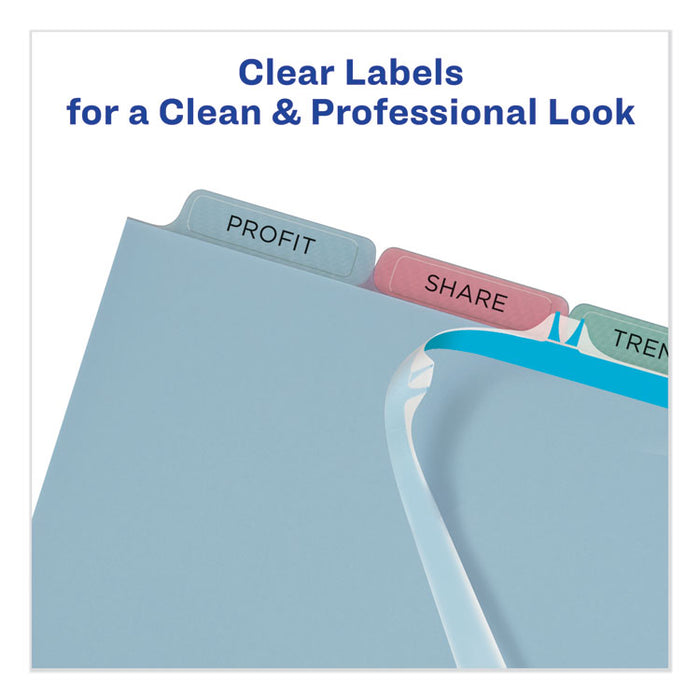 Print and Apply Index Maker Clear Label Plastic Dividers with Printable Label Strip, 5-Tab, 11 x 8.5, Translucent, 5 Sets