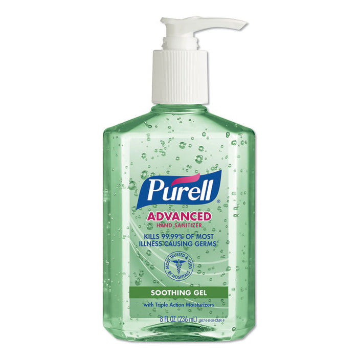 Advanced Hand Sanitizer Soothing Gel, Fresh Scent with Aloe and Vitamin E, 8 oz, 12/Carton