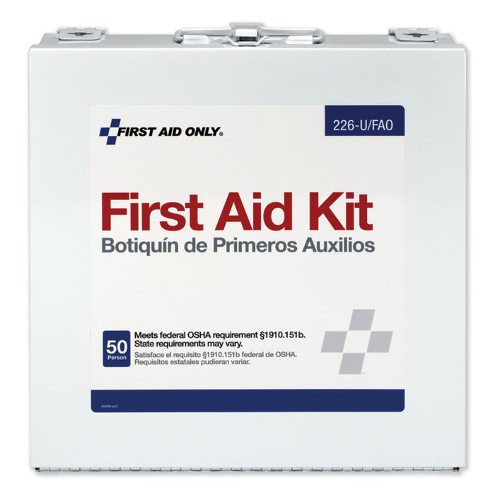 First Aid Station for 50 People, 196 Pieces, OSHA Compliant, Metal Case