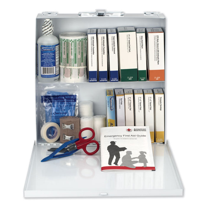 First Aid Station for 50 People, 196 Pieces, OSHA Compliant, Metal Case