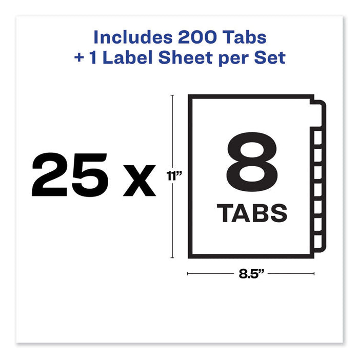 Print and Apply Index Maker Clear Label Unpunched Dividers, 8-Tab, Ltr, 25 Sets