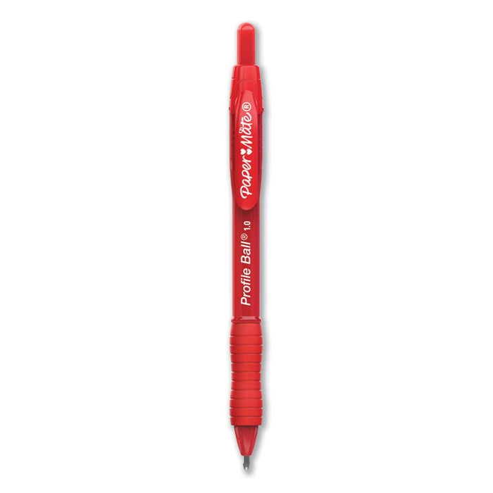 Profile Retractable Ballpoint Pen, Bold 1 mm, Red Ink/Barrel, Dozen