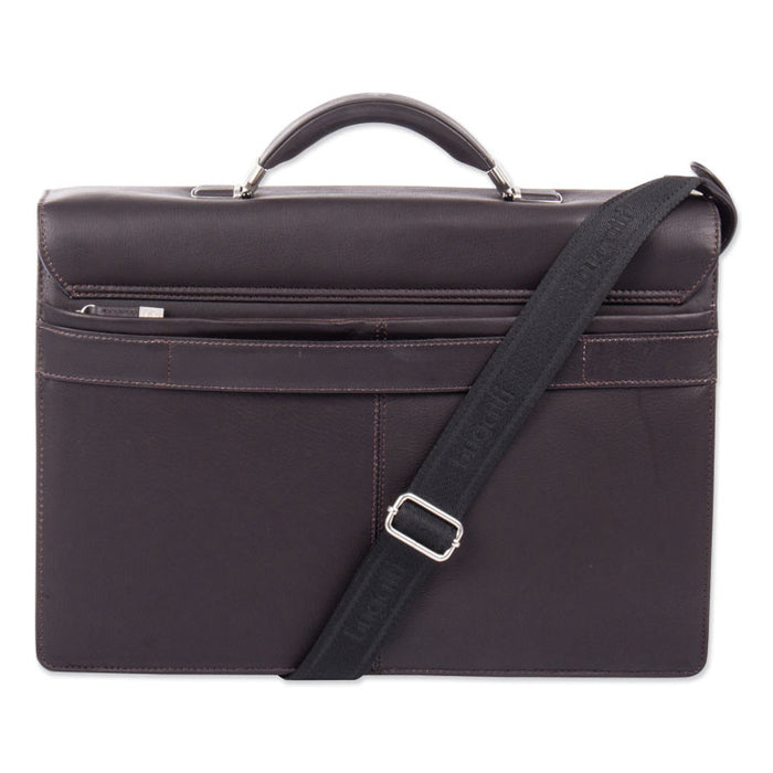 Milestone Briefcase, Fits Devices Up to 15.6", Leather, 5 x 5 x 12, Brown