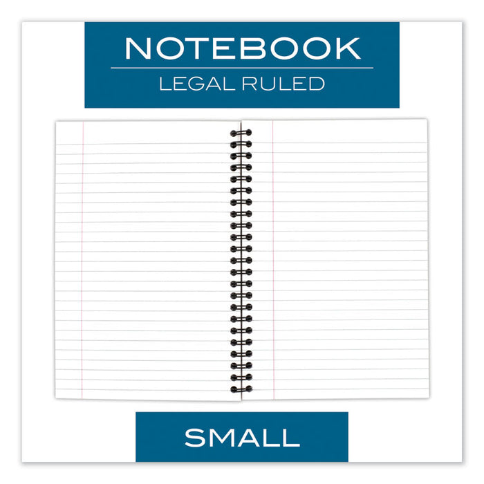 Wirebound Business Notebook, 1 Subject, Wide/Legal Rule, Black Cover, 8 x 5, 80 Sheets