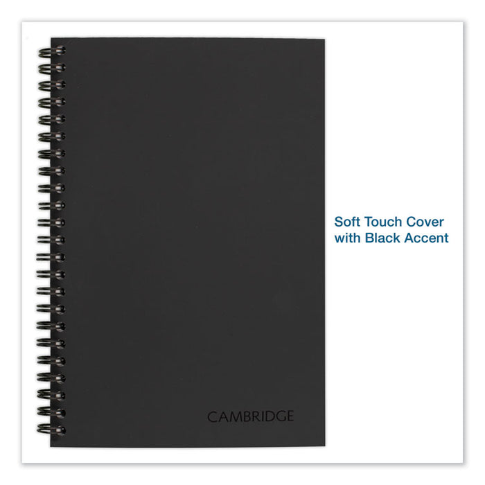 Wirebound Business Notebook, 1 Subject, Wide/Legal Rule, Black Cover, 8 x 5, 80 Sheets