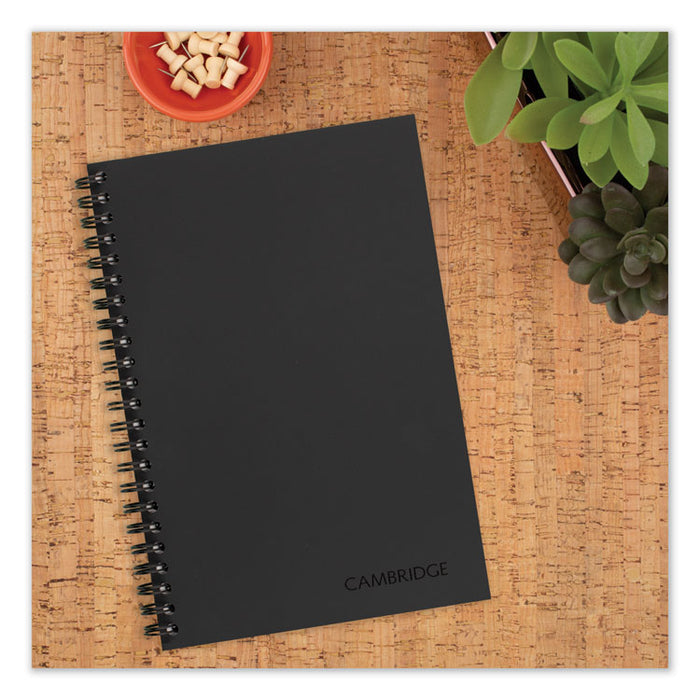 Wirebound Business Notebook, 1 Subject, Wide/Legal Rule, Black Cover, 8 x 5, 80 Sheets