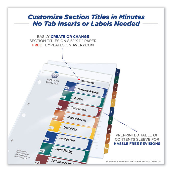 Ready Index Customizable Table of Contents, Asst Dividers, 8-Tab, Ltr, 6 Sets