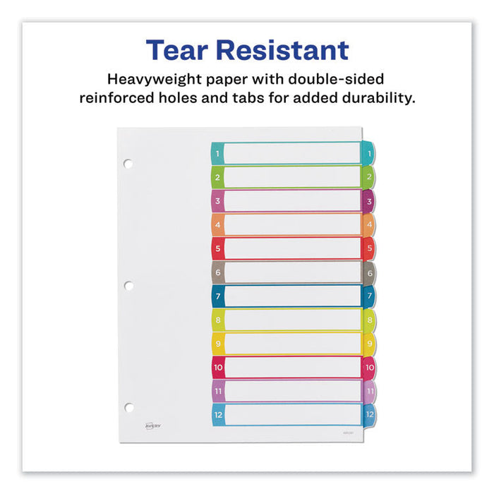 Customizable TOC Ready Index Multicolor Dividers, 1-12, Letter