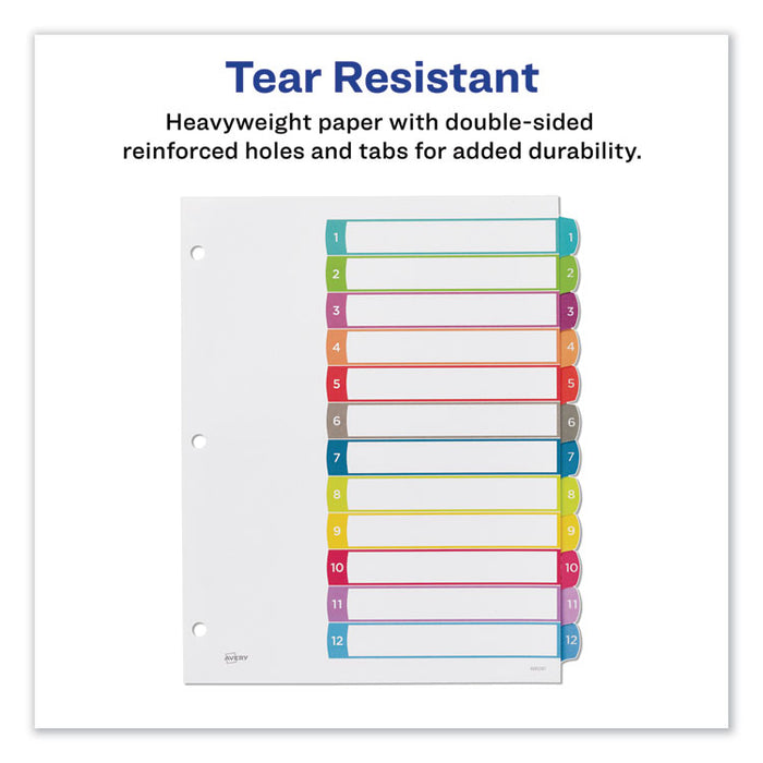 Customizable TOC Ready Index Multicolor Dividers, 1-12, Letter