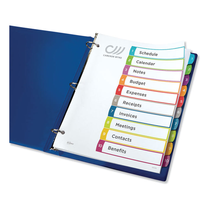 Customizable TOC Ready Index Multicolor Dividers, 1-10, Letter