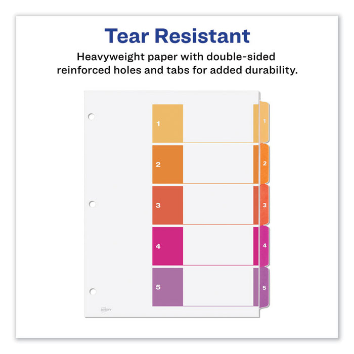 Customizable TOC Ready Index Multicolor Dividers, 5-Tab, Letter