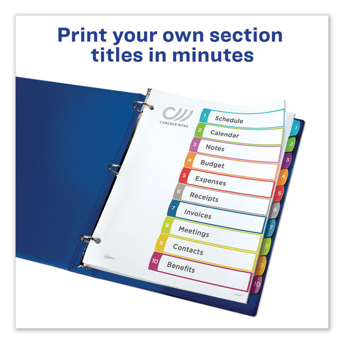 Customizable TOC Ready Index Multicolor Dividers, 1-10, Letter