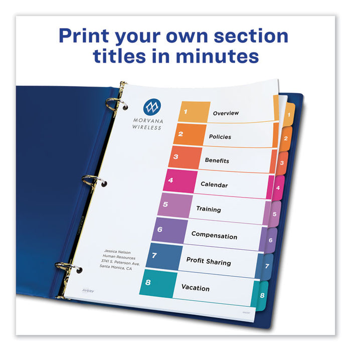 Customizable TOC Ready Index Multicolor Dividers, 8-Tab, Letter